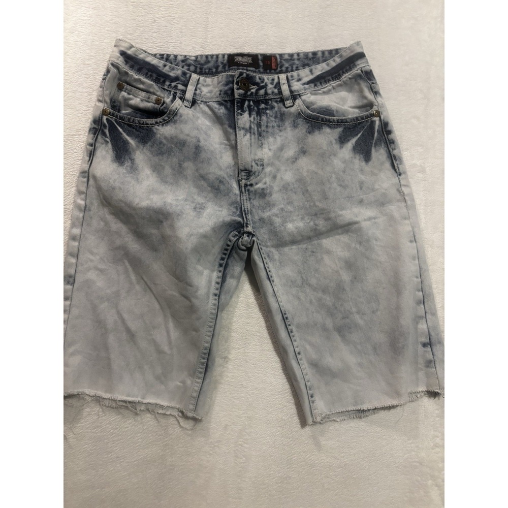 Grindhouse Shorts Y2K Distressed Acid Wash Mens 34 Streetwear Raw Hem Grunge